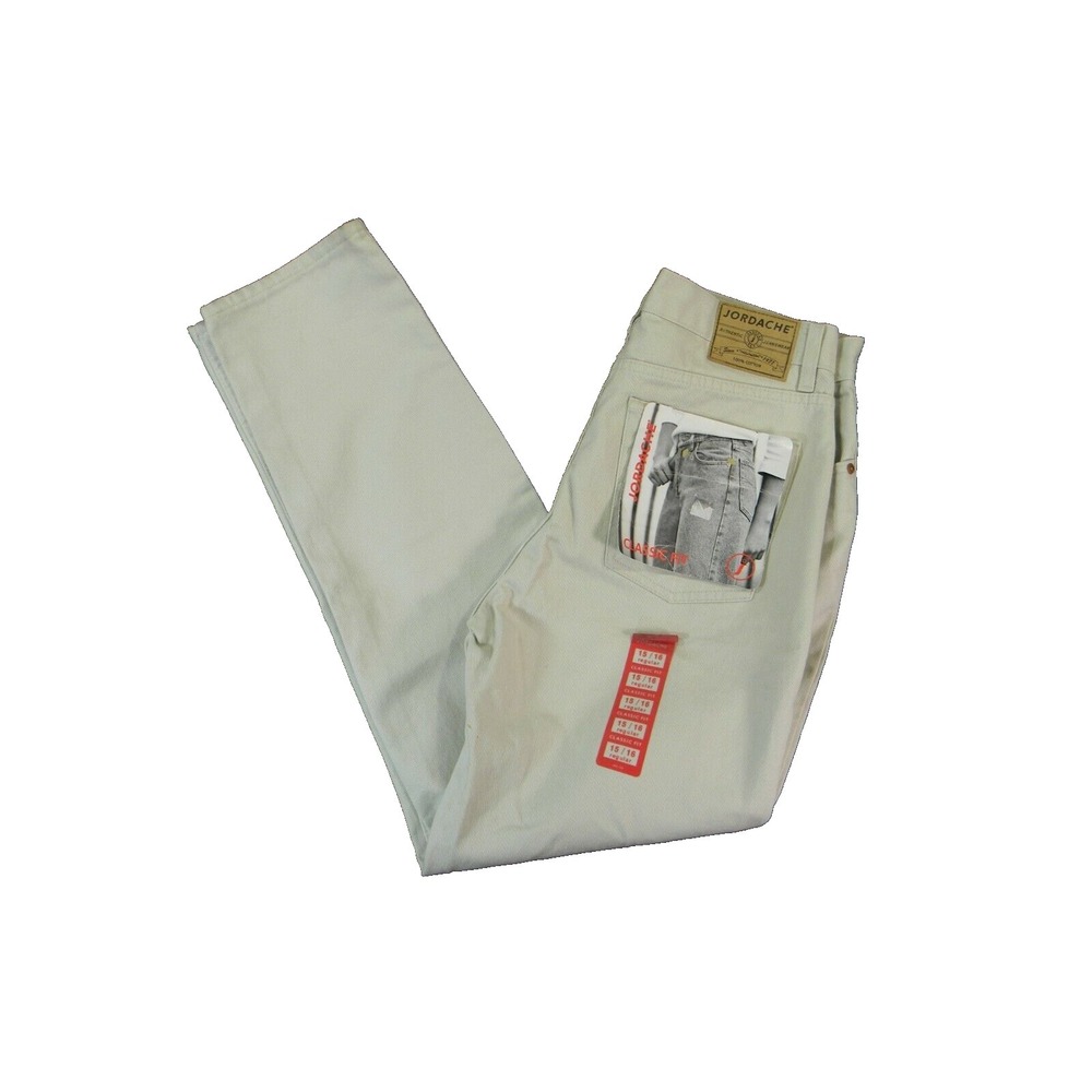 Jordache Jeans Women's 15 / 16 Light Beige denim pants 34 x 32 NEW FLAWED